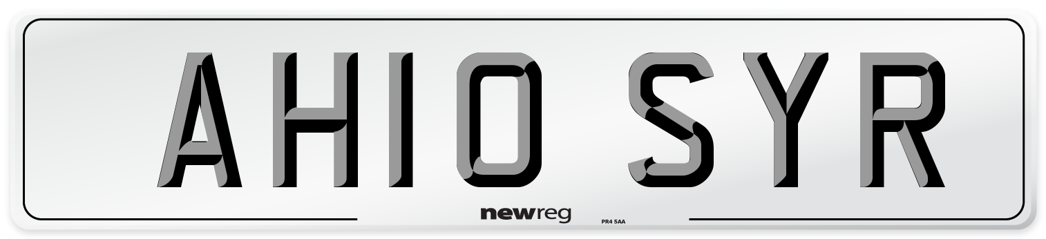 AH10 SYR Number Plate from New Reg